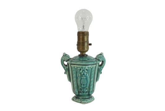 Vintage Petite 1940s Chinese Celadon Glazed Ceramic Urn Lamp