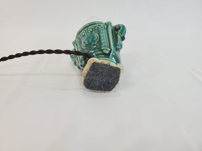 Vintage Petite 1940s Chinese Celadon Glazed Ceramic Urn Lamp