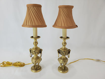 Vintage Petite Asian Style Brass Table Lamps