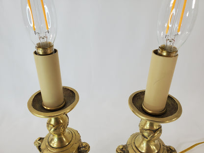 Vintage Petite Asian Style Brass Table Lamps