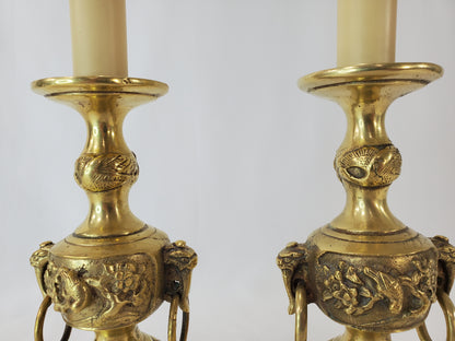 Vintage Petite Asian Style Brass Table Lamps