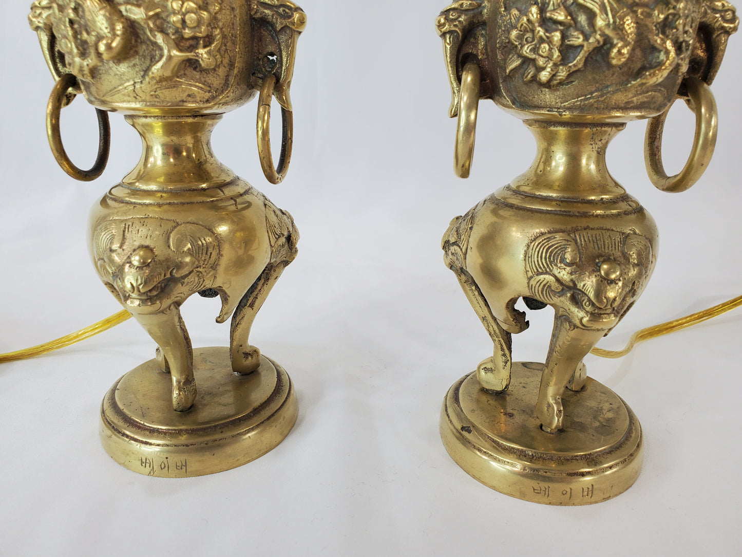 Vintage Petite Asian Style Brass Table Lamps