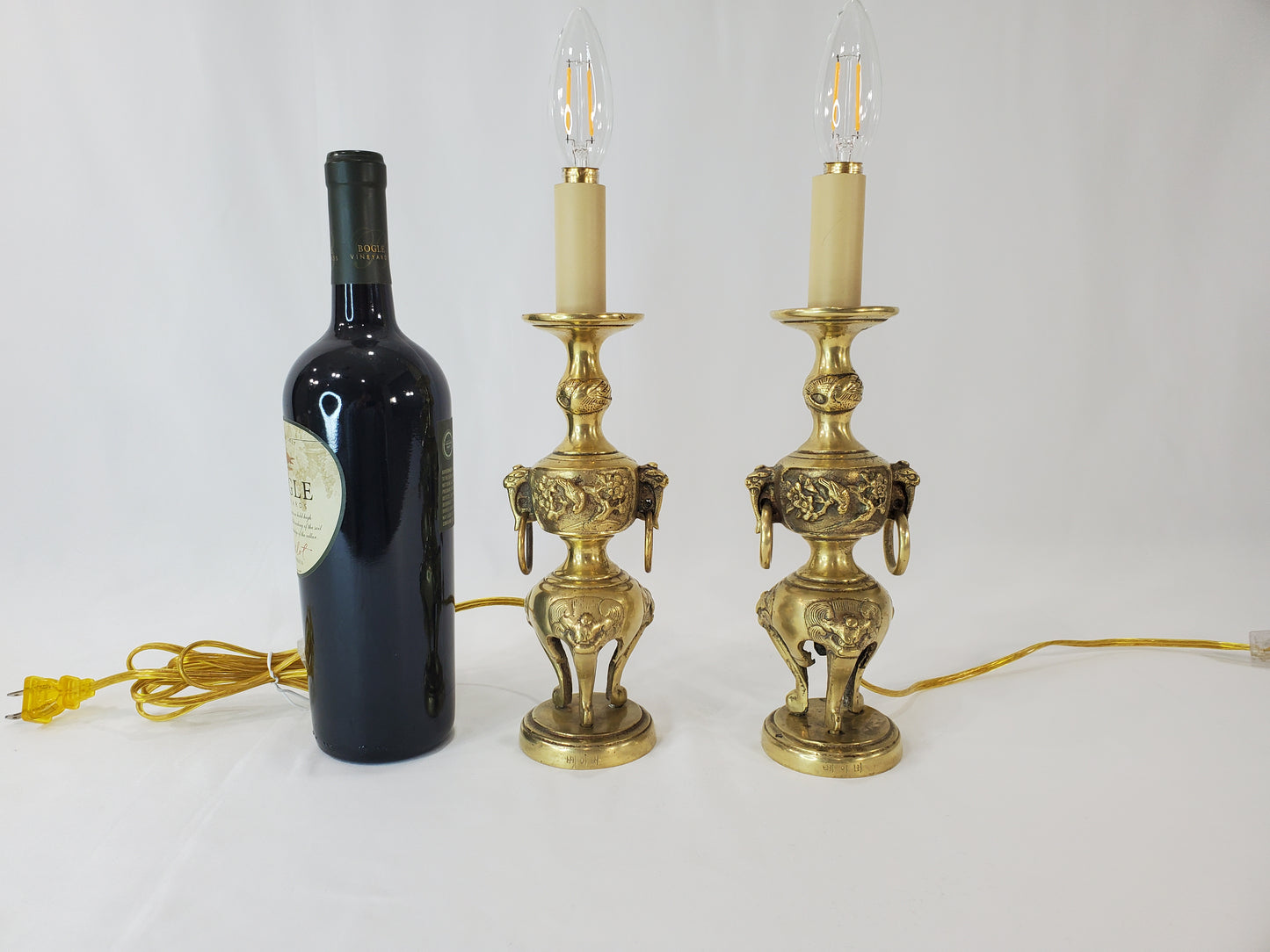 Vintage Petite Asian Style Brass Table Lamps
