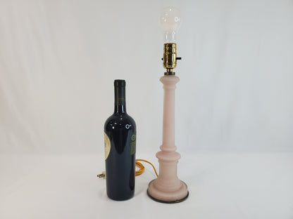 Vintage Pink Satin Glass Column Table Lamp