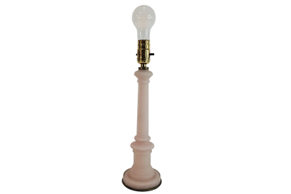 Vintage Pink Satin Glass Column Table Lamp