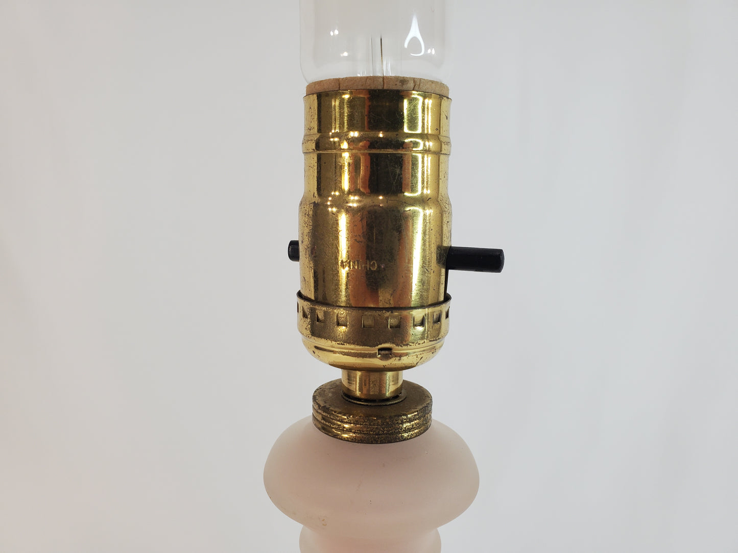 Vintage Pink Satin Glass Column Table Lamp