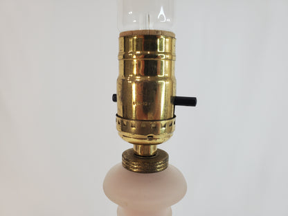 Vintage Pink Satin Glass Column Table Lamp