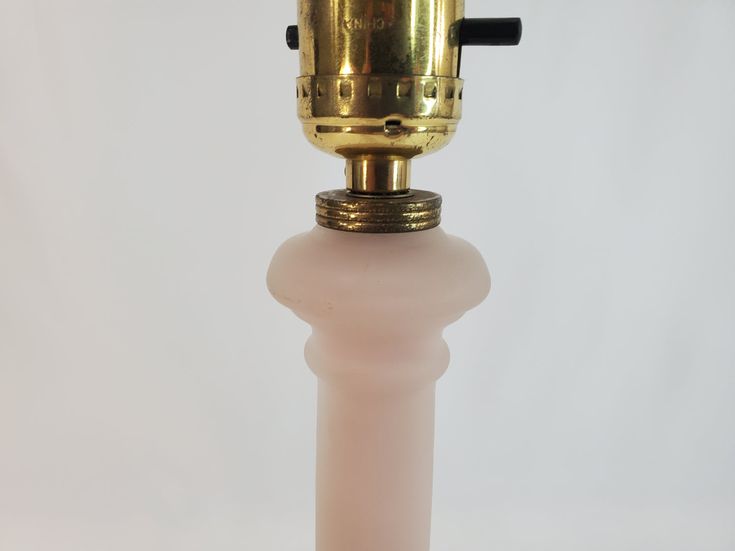 Vintage Pink Satin Glass Column Table Lamp
