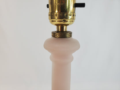 Vintage Pink Satin Glass Column Table Lamp