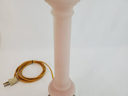Vintage Pink Satin Glass Column Table Lamp