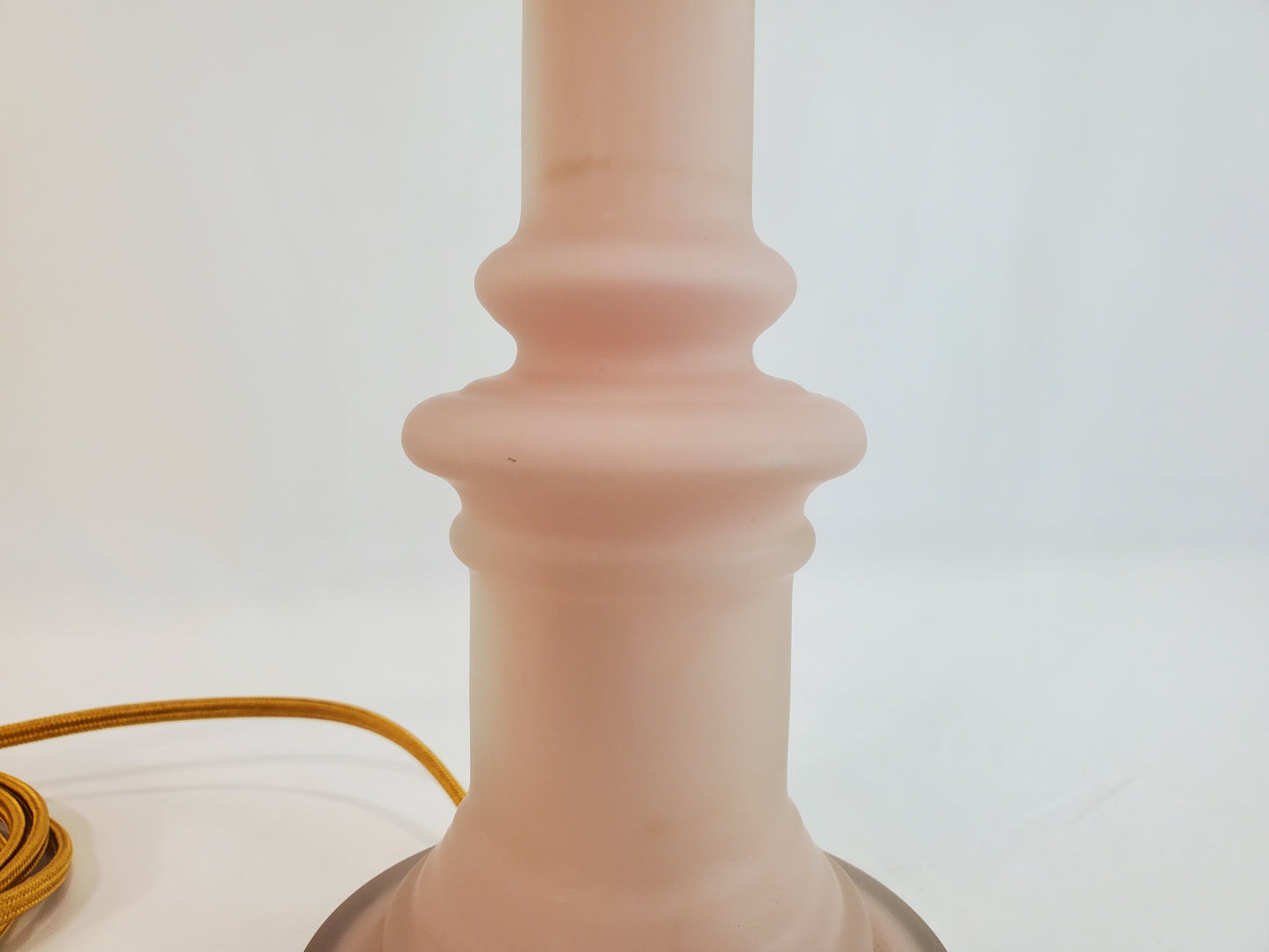 Vintage Pink Satin Glass Column Table Lamp