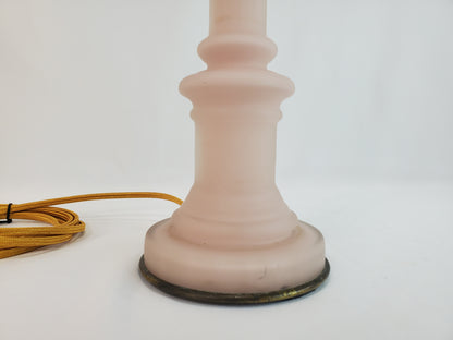 Vintage Pink Satin Glass Column Table Lamp