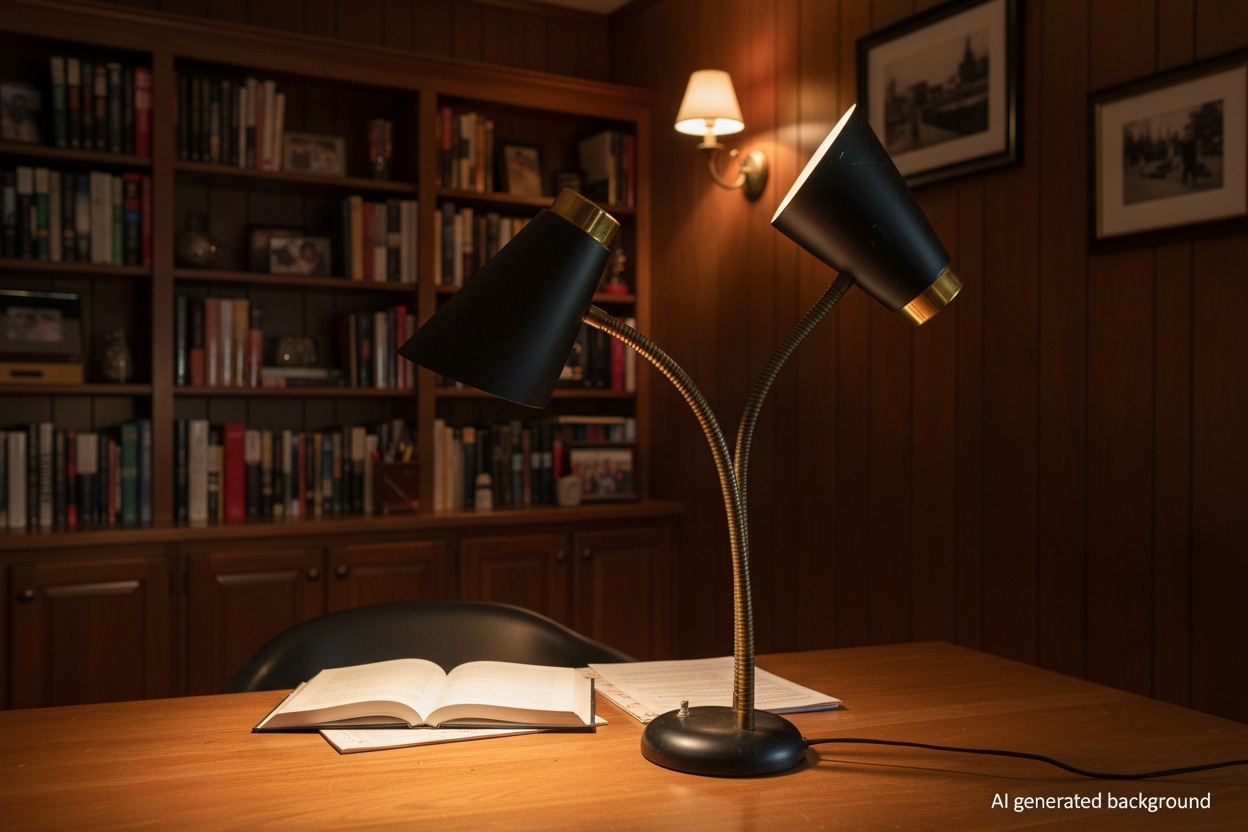 Vintage Prescolite Double Gooseneck Desk Lamp