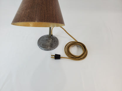 Vintage Retro Gooseneck Desk Lamp 2-Toned Faux Wood Shade