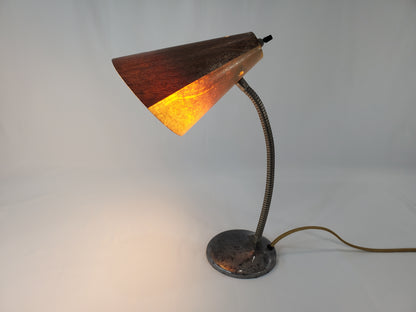 Vintage Retro Gooseneck Desk Lamp 2-Toned Faux Wood Shade