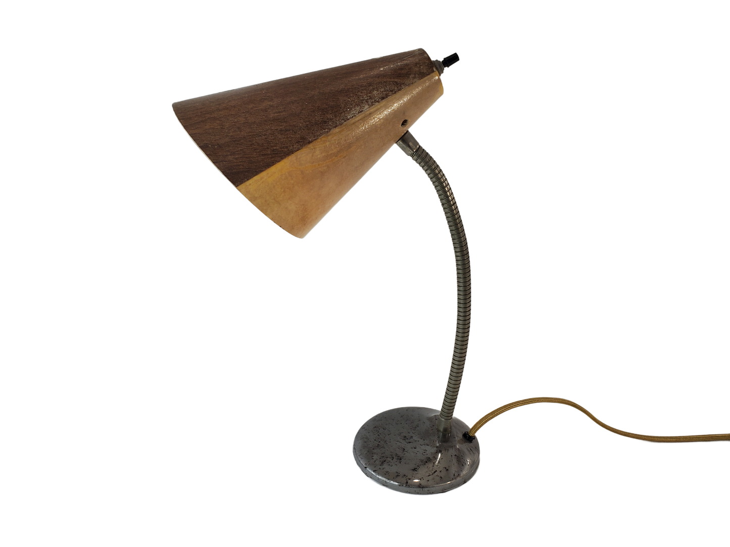 Vintage Retro Gooseneck Desk Lamp 2-Toned Faux Wood Shade