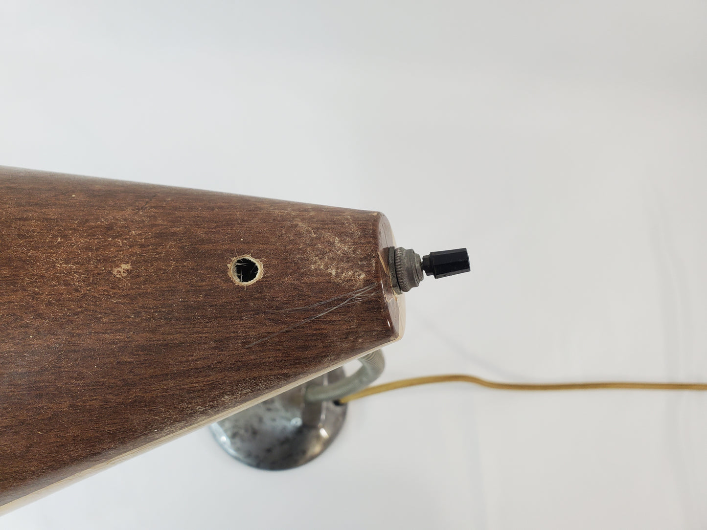 Vintage Retro Gooseneck Desk Lamp 2-Toned Faux Wood Shade