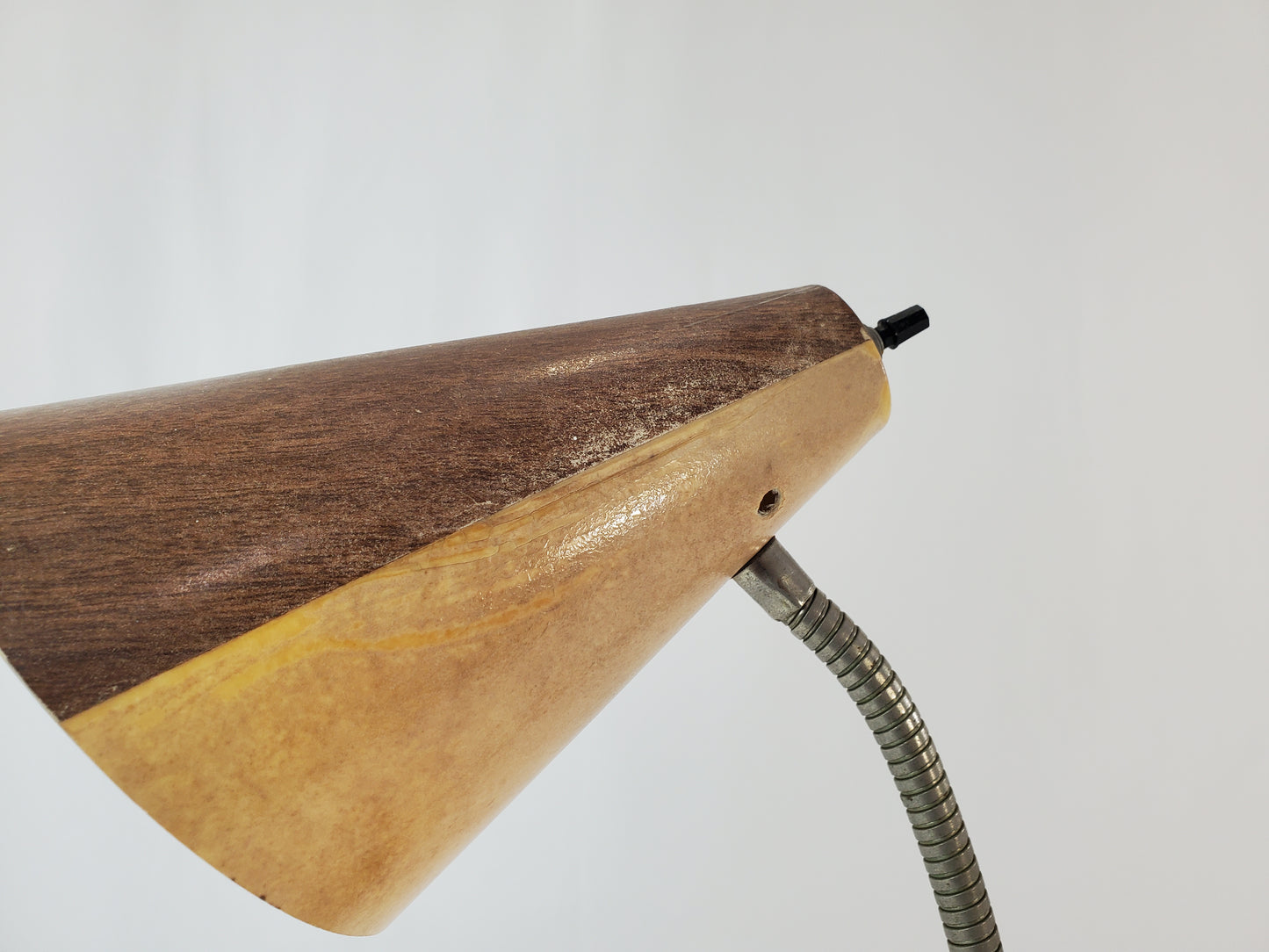 Vintage Retro Gooseneck Desk Lamp 2-Toned Faux Wood Shade