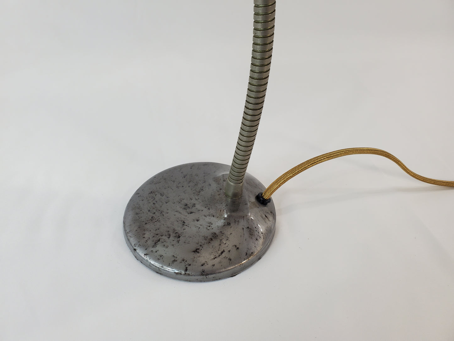 Vintage Retro Gooseneck Desk Lamp 2-Toned Faux Wood Shade