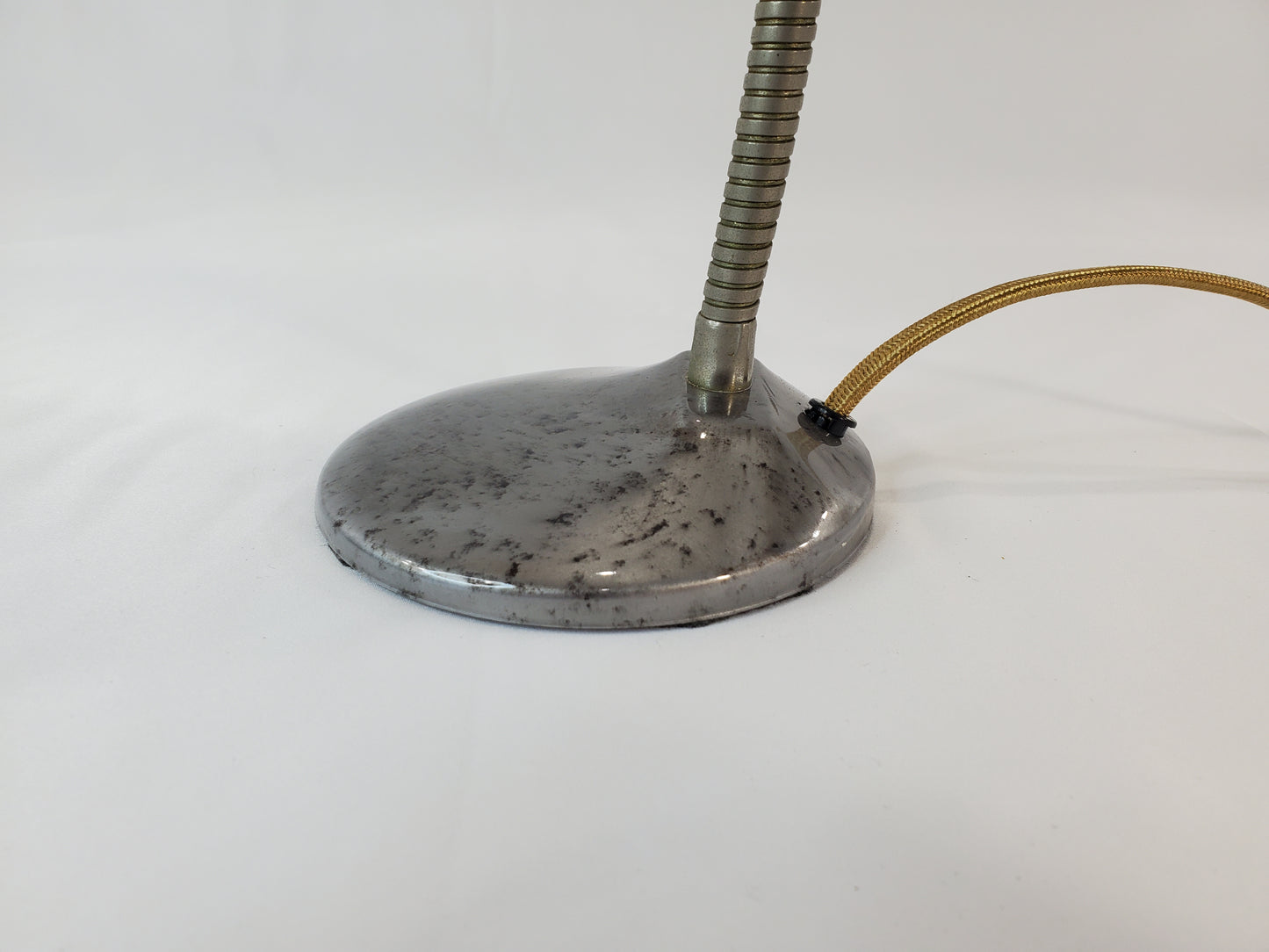 Vintage Retro Gooseneck Desk Lamp 2-Toned Faux Wood Shade