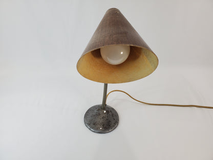 Vintage Retro Gooseneck Desk Lamp 2-Toned Faux Wood Shade