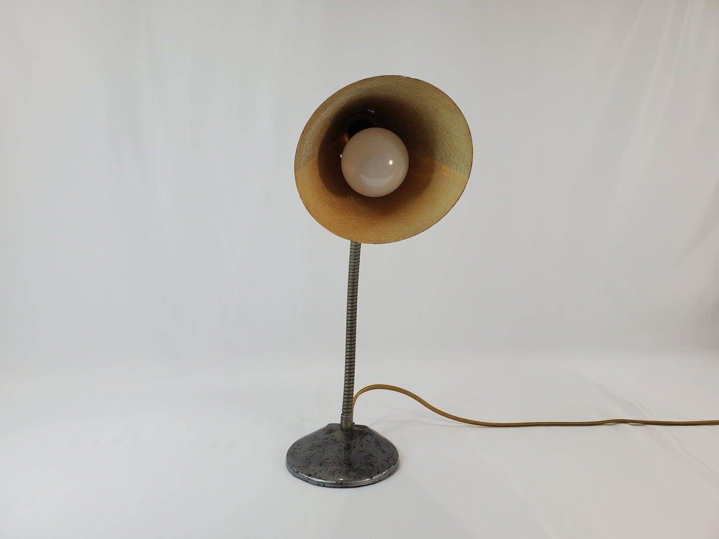 Vintage Retro Gooseneck Desk Lamp 2-Toned Faux Wood Shade