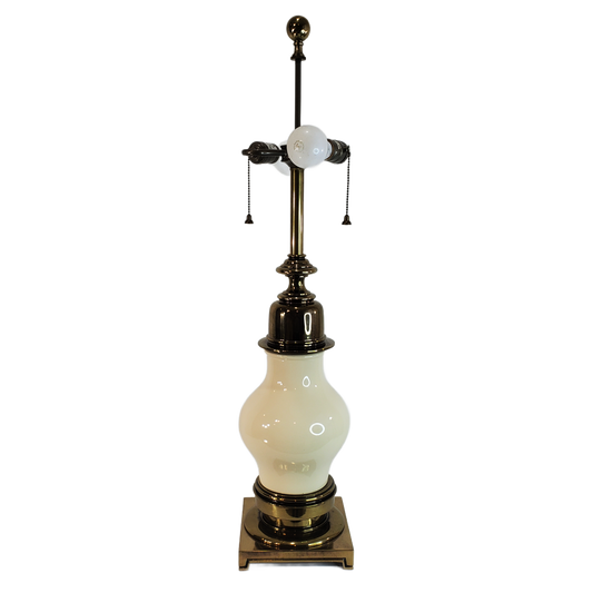 Vintage Stiffel Brass Creme Porcelain Table Lamp