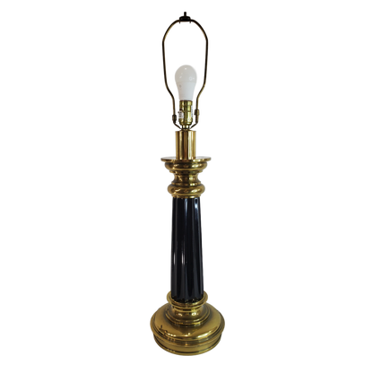 Vintage Stiffel Brass and Black Neoclassical Column Table Lamp