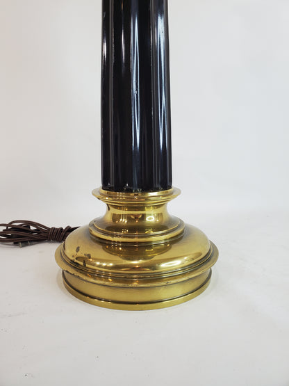 Vintage Stiffel Brass and Black Neoclassical Column Table Lamp