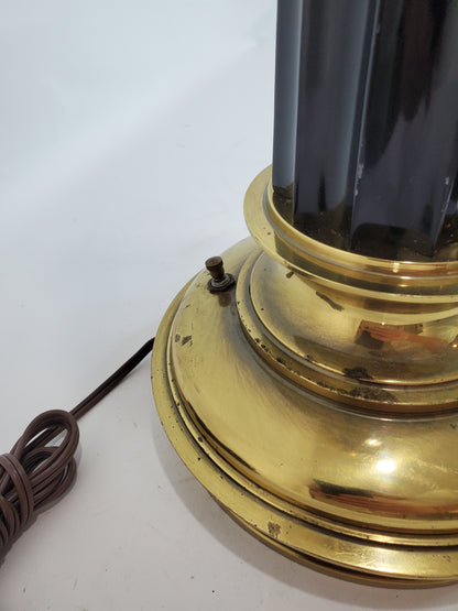 Vintage Stiffel Brass and Black Neoclassical Column Table Lamp