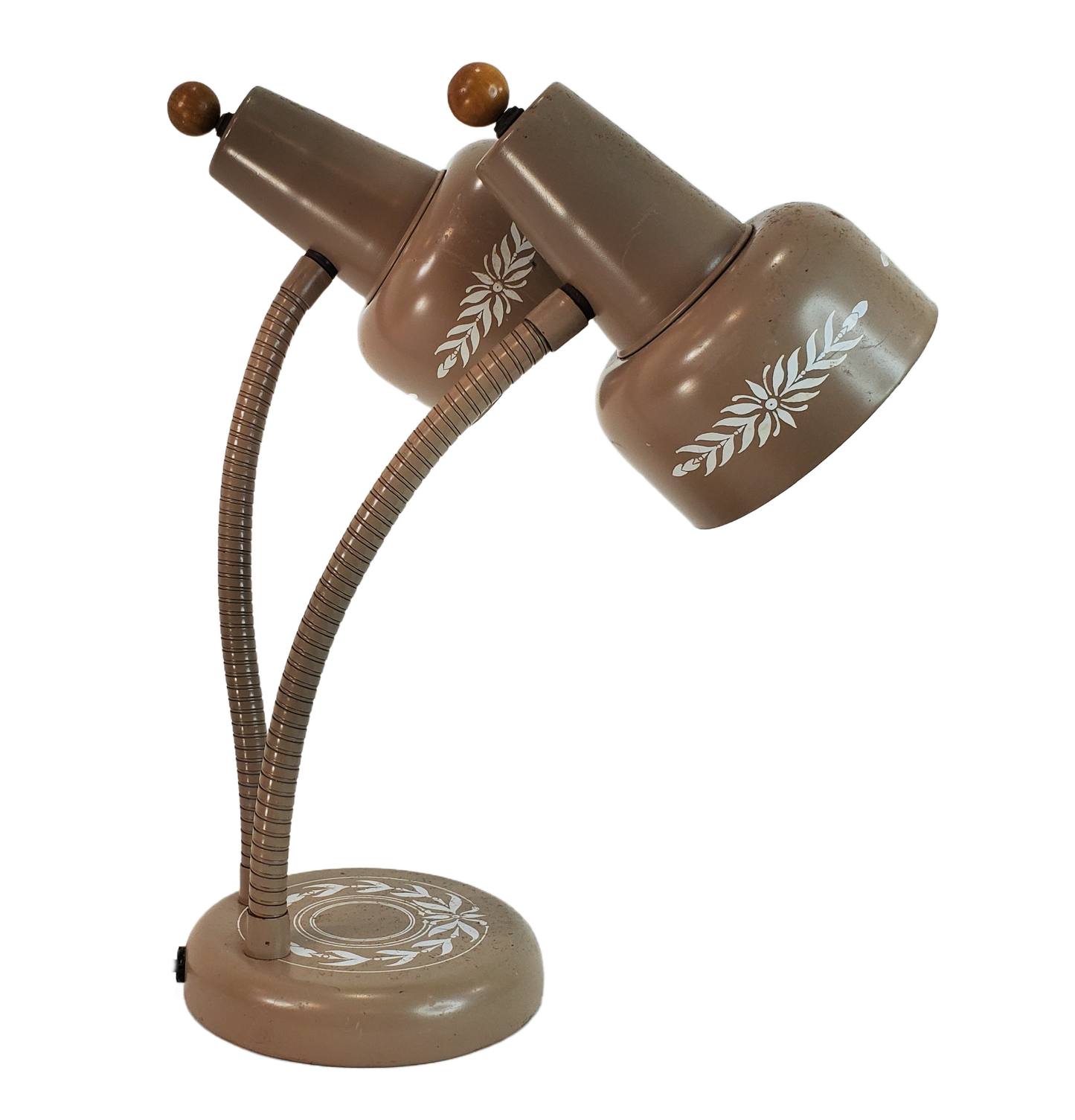 Vintage Twin Gooseneck Midcentury Tole Desk Lamp