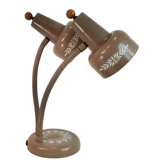 Vintage Twin Gooseneck Midcentury Tole Desk Lamp