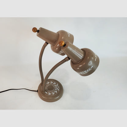 Vintage Twin Gooseneck Midcentury Tole Desk Lamp