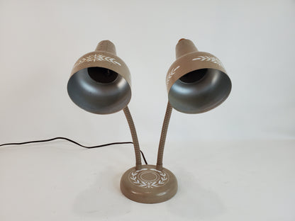 Vintage Twin Gooseneck Midcentury Tole Desk Lamp