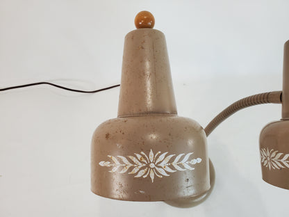 Vintage Twin Gooseneck Midcentury Tole Desk Lamp