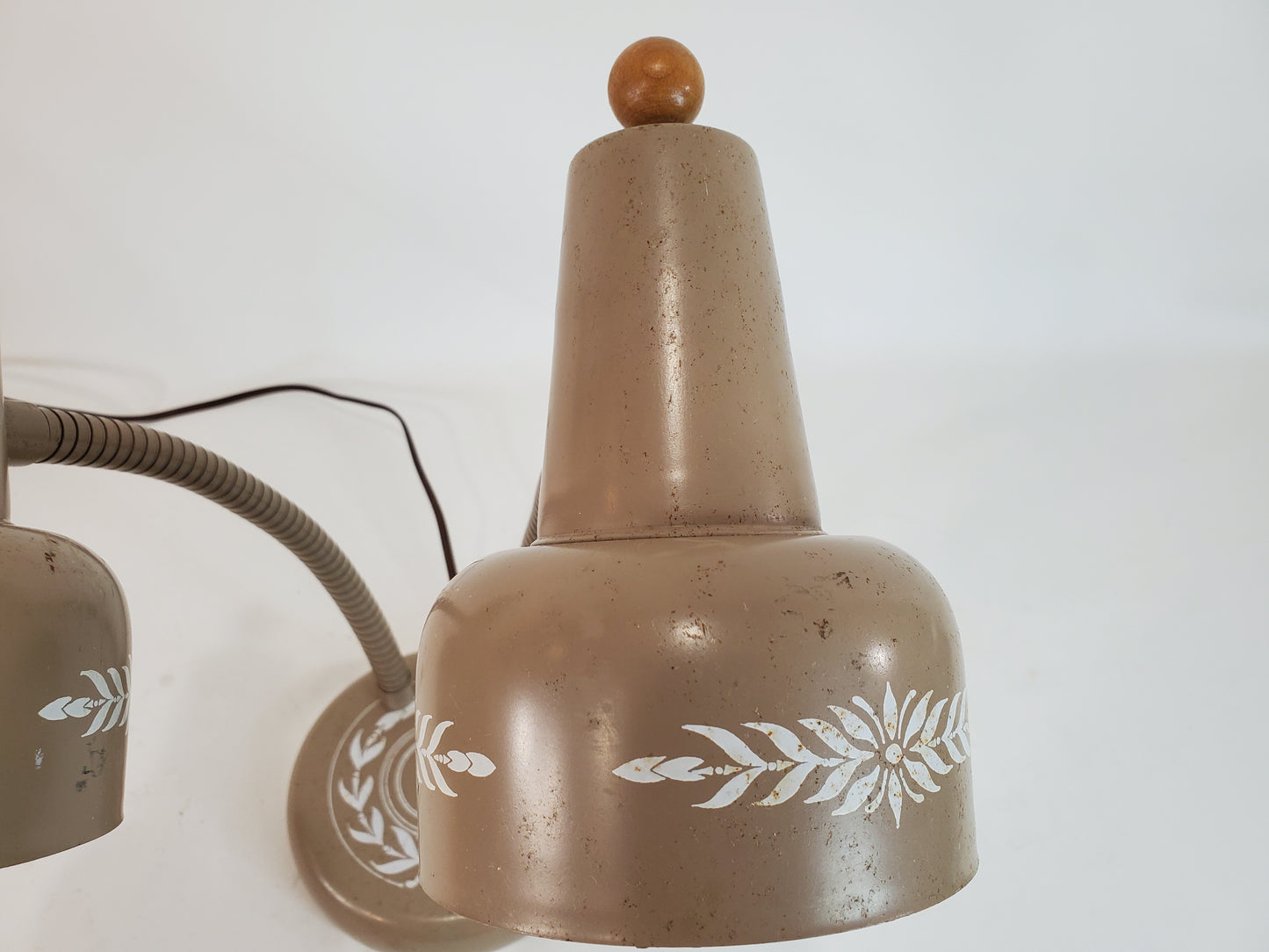 Vintage Twin Gooseneck Midcentury Tole Desk Lamp