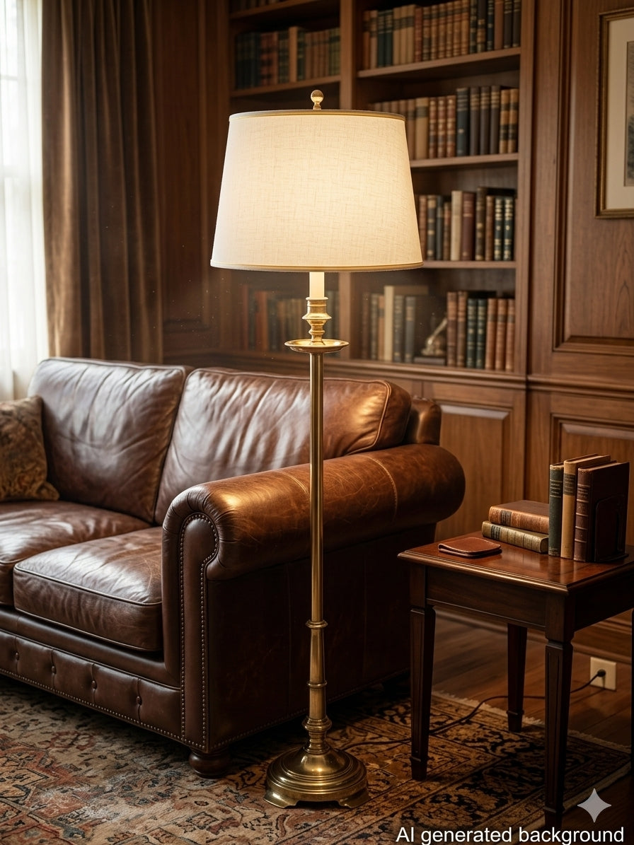 Vintage Stiffel Brass Candlestick Floor Lamp - Petite