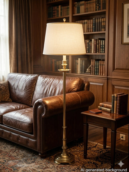 Vintage Stiffel Brass Candlestick Floor Lamp - Petite